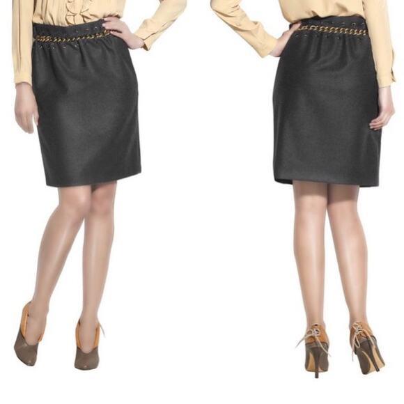 Chloe Chain Embellished Wool Skirt Size 38/ US 6 - Picture 3 of 8